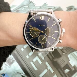 Fossil BQM7102 Fenmore Multifunction Men's Watch Blue Gold Dial BQ7102